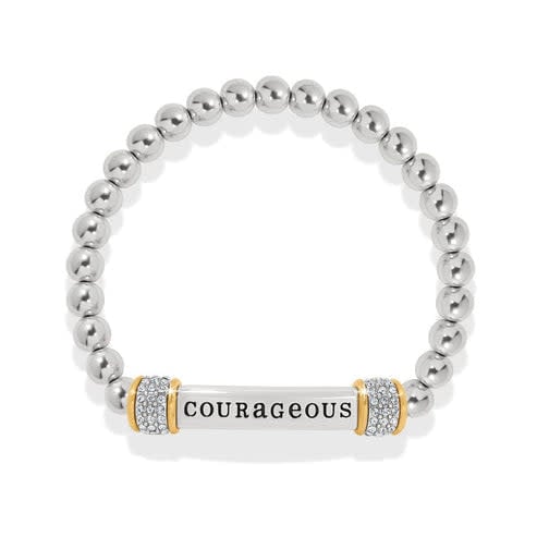 Two-tone silver and gold stretch bracelet with a delicate finish.