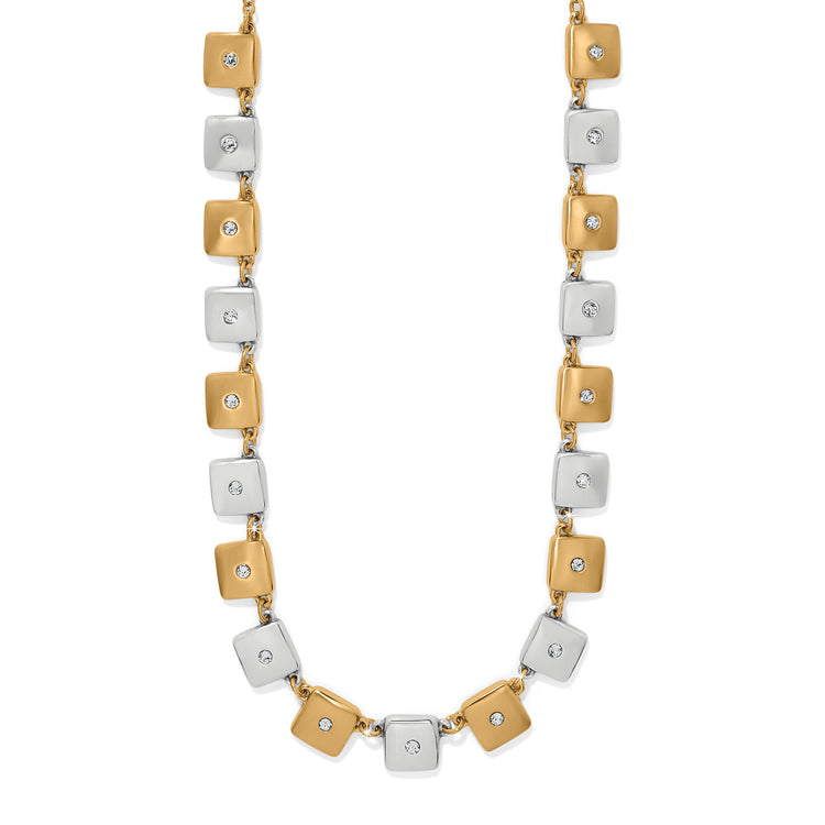 Two-tone silver and gold Meridian Etage necklace with lobster claw closure