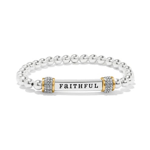 Two-tone silver and gold stretch bracelet with a delicate finish.