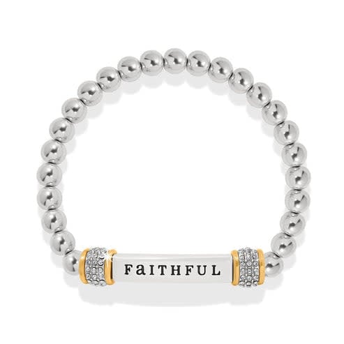 Two-tone silver and gold stretch bracelet with a delicate finish.