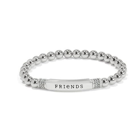 Silver plated stretch bracelet with a delicate message finish.