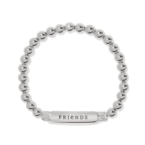 Silver plated stretch bracelet with a delicate message finish on a silver background.