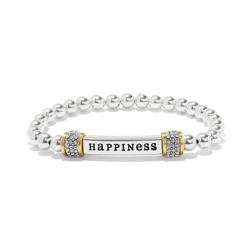 Two-tone silver and gold stretch bracelet with a delicate finish.