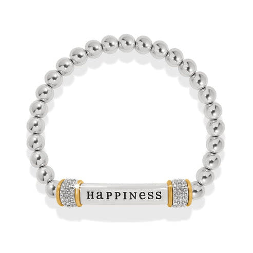 Two-tone silver and gold stretch bracelet with a delicate finish.