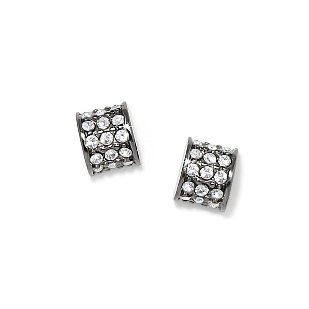 Silver plated gun metal hematite post earrings with flat disc backs