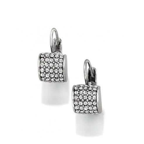 Silver plated French wire leverback earrings with a drop silhouette measuring five-sixteenths inch.