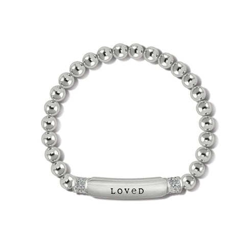 Silver plated stretch bracelet with a delicate message finish