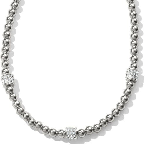 Silver beaded necklace with gold lobster claw closure from the Meridian Petite collection.