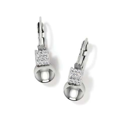 Silver plated leverback earrings featuring fine quality crystals with a quarter-inch width.