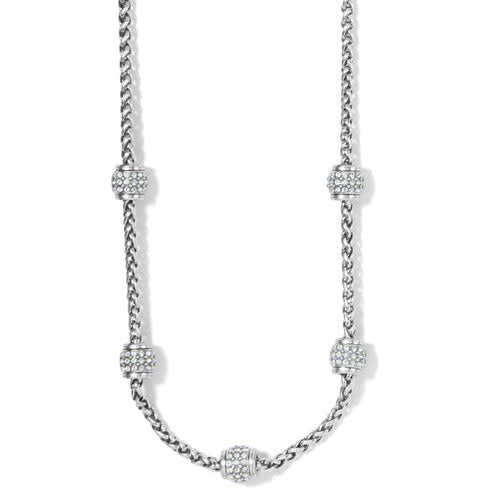 Silver plated necklace with fine quality crystals in a delicate adjustable chain.