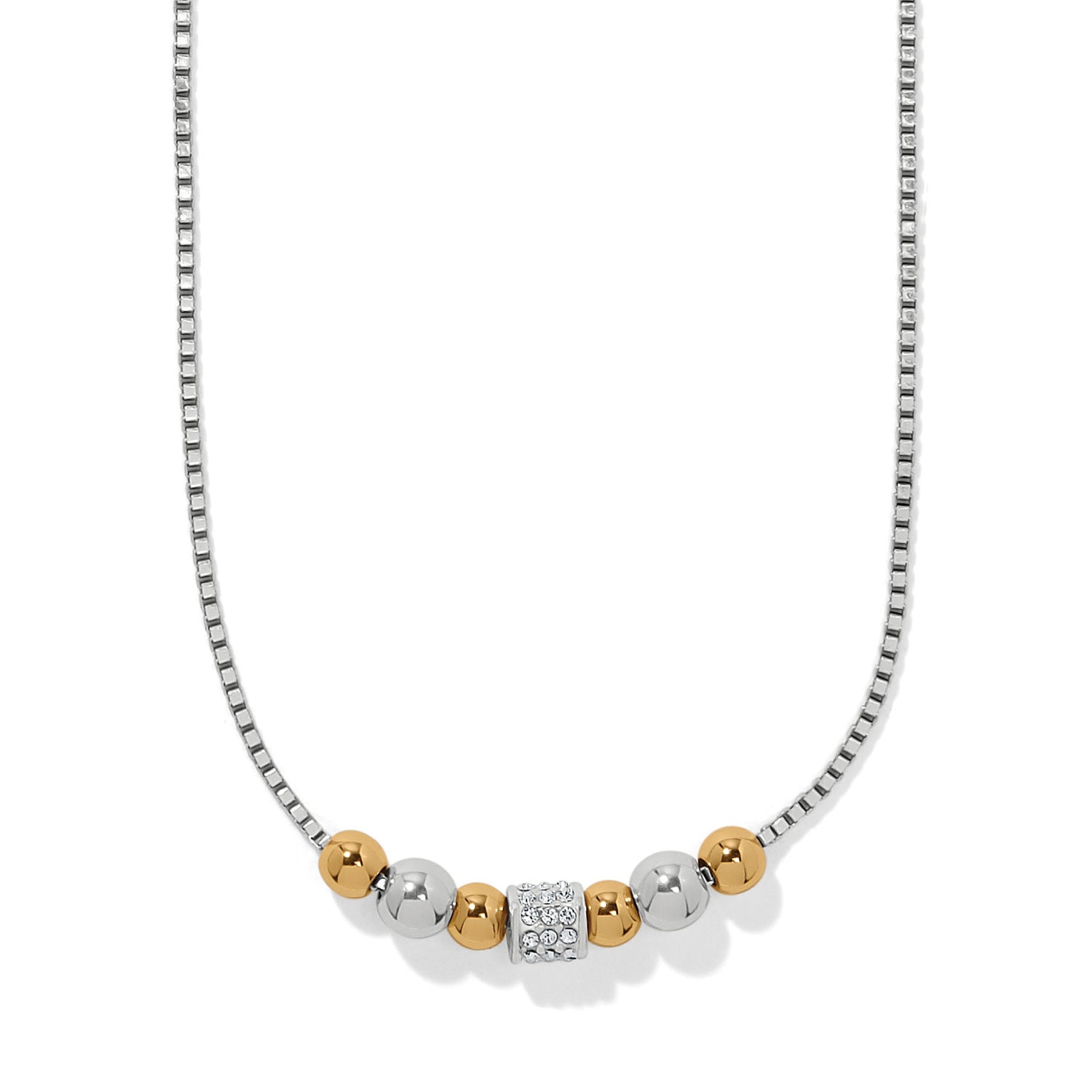 Silver-gold two-tone adjustable necklace with lobster claw closure