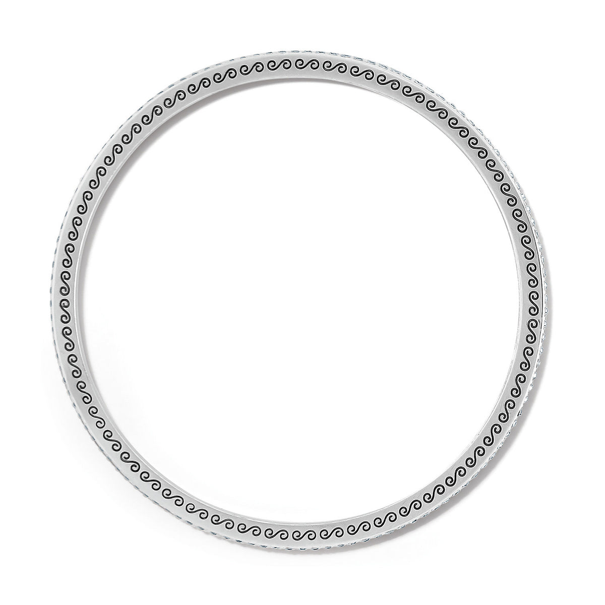 Silver plated thin bangle with fine crystal pave detailing