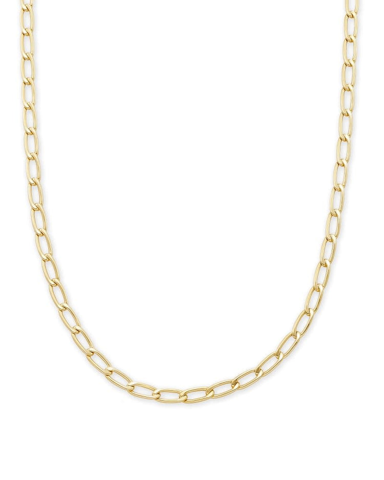 Merrick gold metal chain necklace with lobster clasp closure