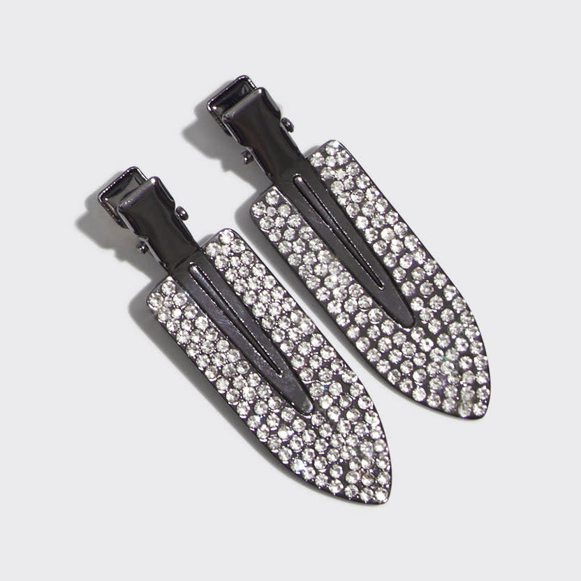 Metal rhinestone creaseless hair clips with a sleek silver finish