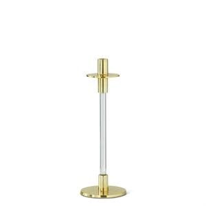 Metal slender taper candleholders in aluminum acrylic with a secure base.