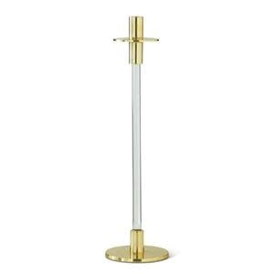 Metal slender taper candleholder with acrylic base in neutral tone