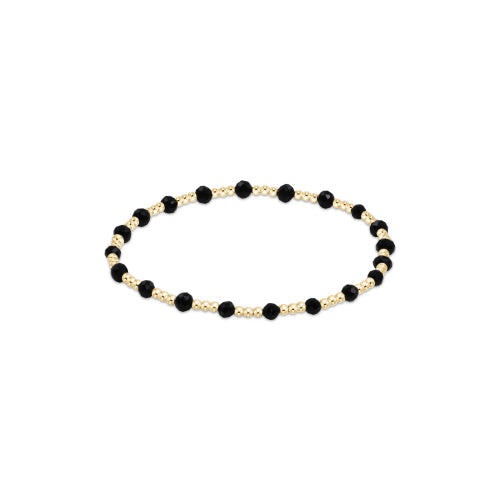 3mm faceted onyx bead bracelet with gold-filled accents in a sincerity pattern