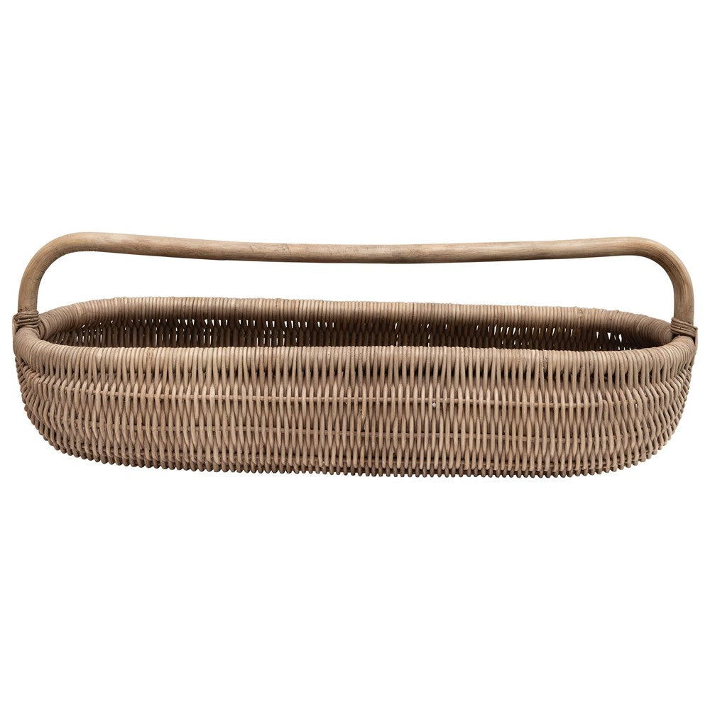 Natural Hand-Woven Rattan Basket with Handle