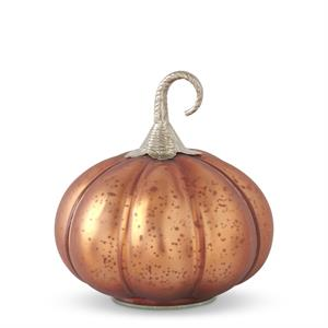 Copper Glass Pumpkin with Brass Stem - Sold Individually