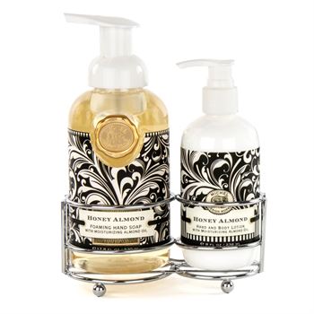 Foaming hand soap dispenser with lotion pump in a neutral caddy