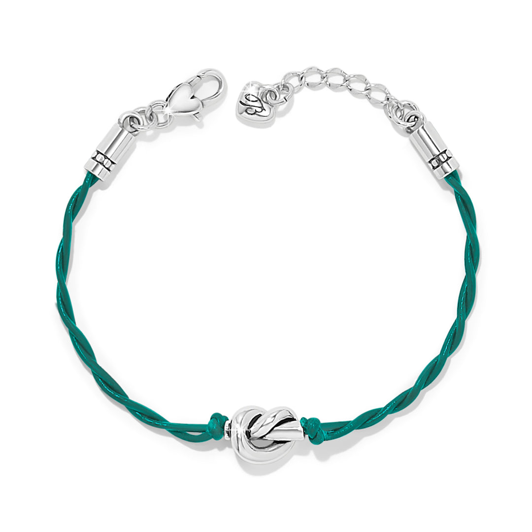 Silver-plated Interlok single knot leather bracelet with lobster claw closure