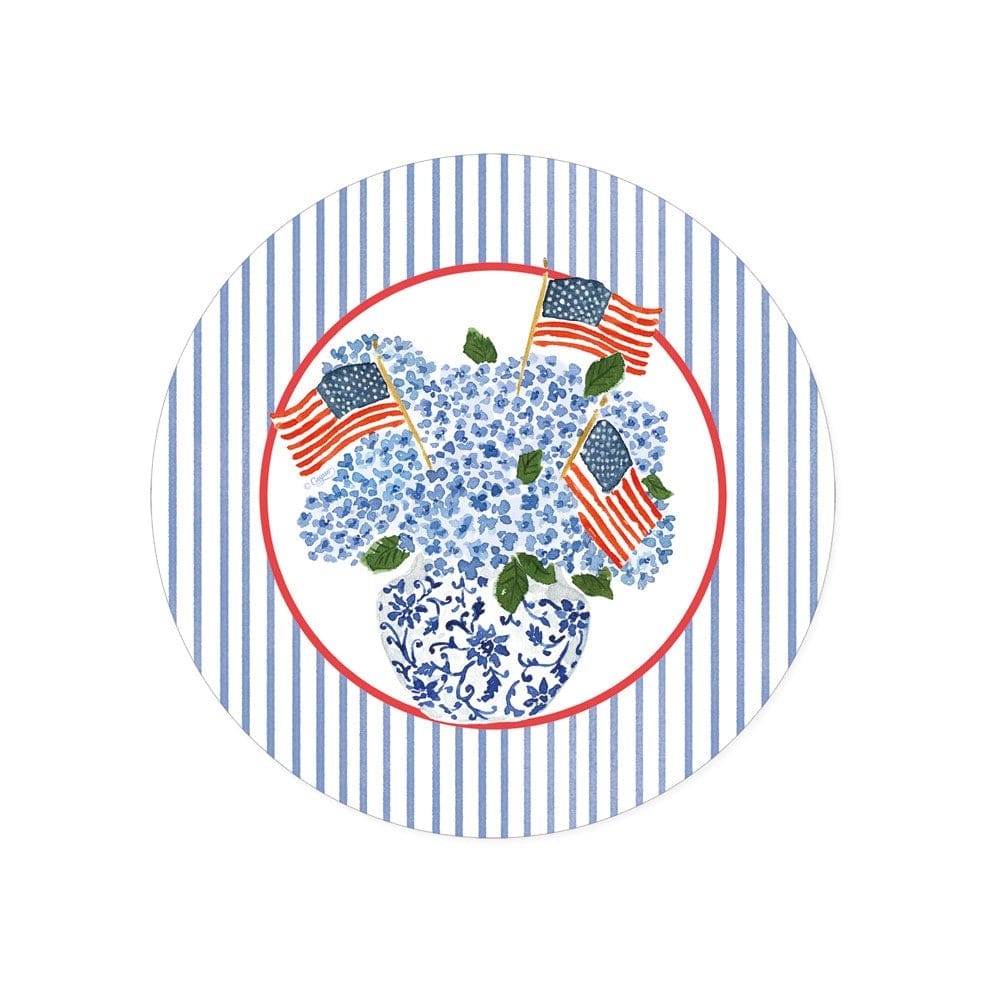 Round salad plate with a subtle printed rim detail in neutral tones.