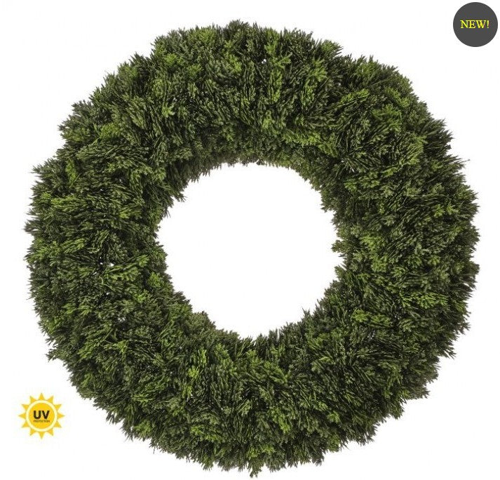 22-inch UV resistant soft touch forest cedar wreath with dense green foliage.
