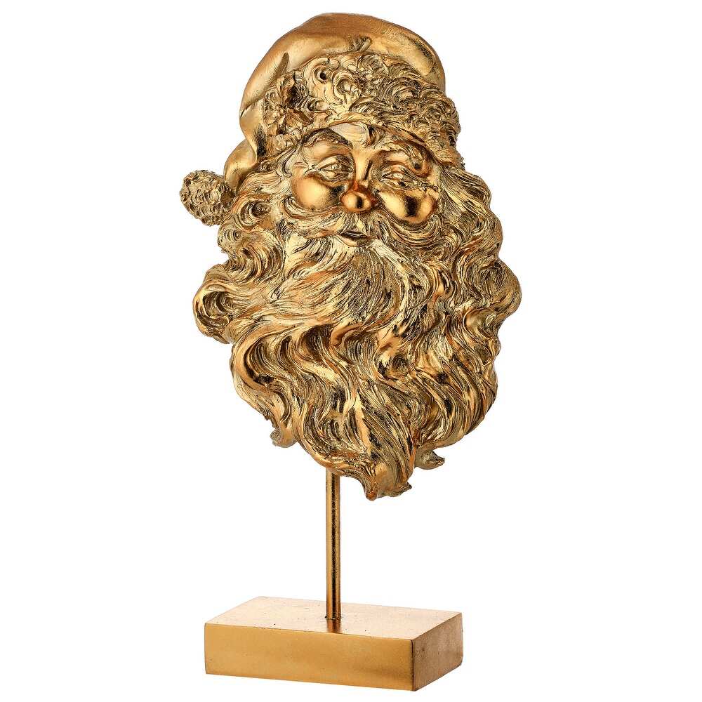 Resin Santa head table piece with gilded finish standing 16.5 inches tall.