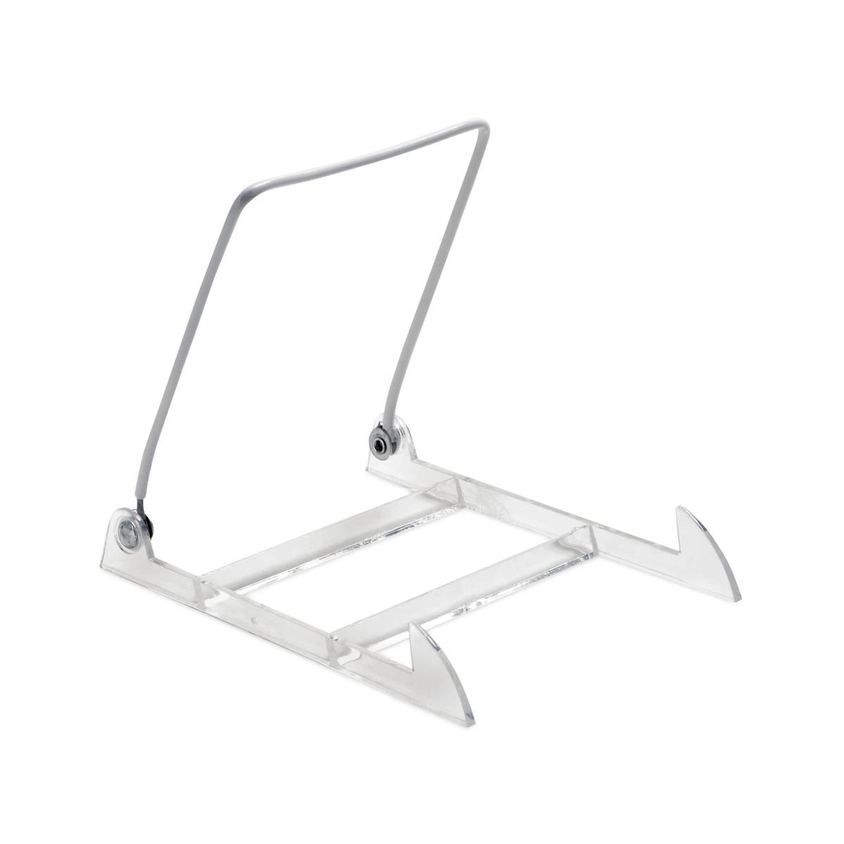 Clear acrylic adjustable display stand with white wire frame