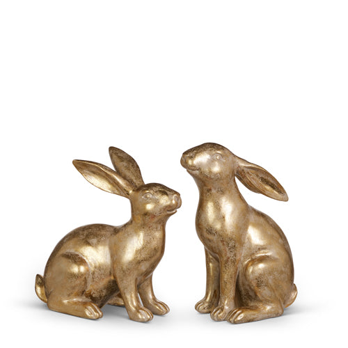 9-inch gold resin rabbit figurine with a smooth rounded silhouette.