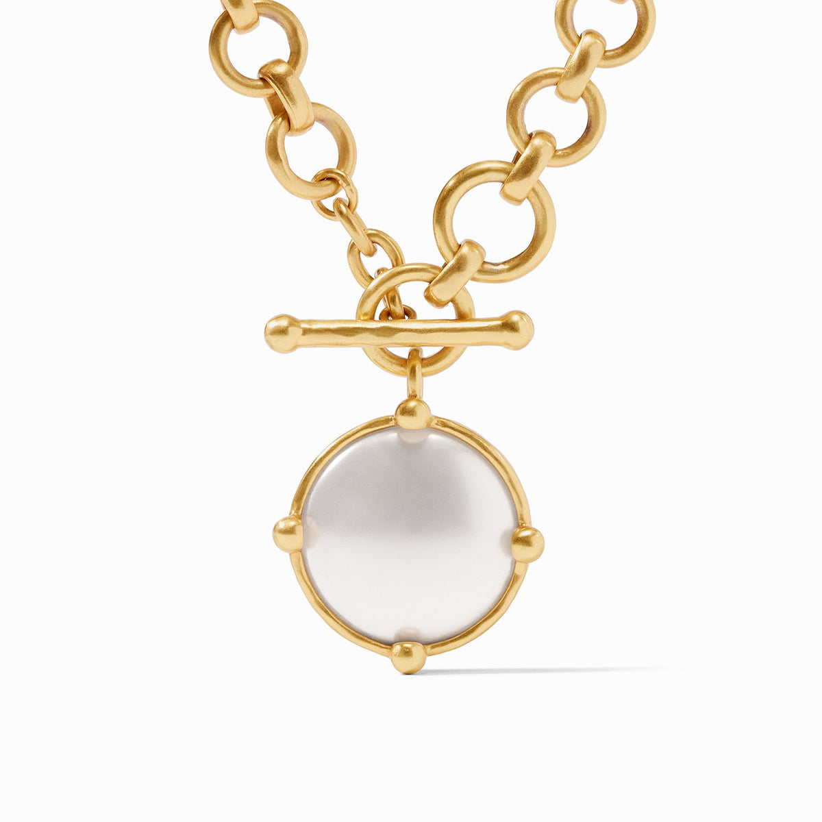 Adjustable Honeybee demi necklace with rose-cut stone pendant featuring bead accents on one side and bas-relief bee relief on the reverse.