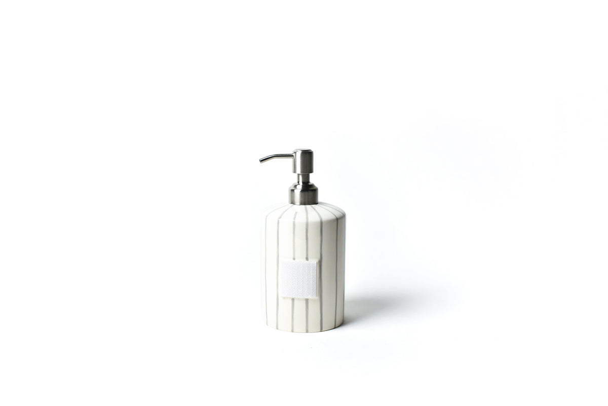 Ceramic mini cylinder soap pump with skinny stone stripe pattern