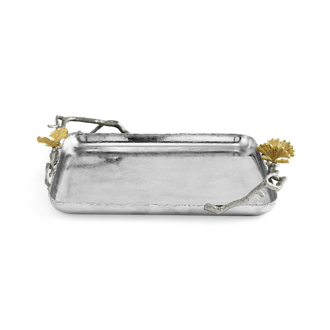 Butterfly Ginkgo Luxe Matzah Plate in white ceramic with a delicate butterfly silhouette and ginkgo leaf pattern.