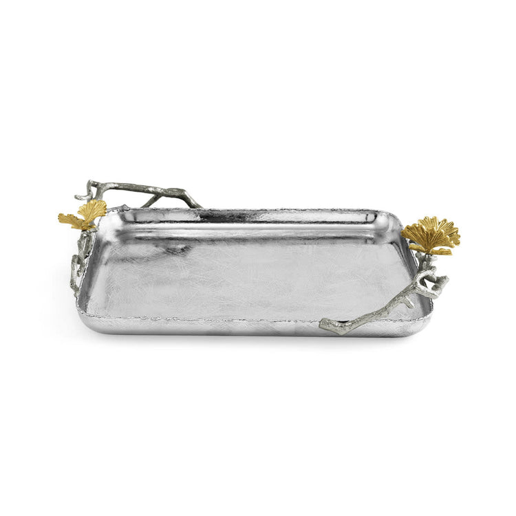 Butterfly Ginkgo Luxe Matzah Plate in white ceramic with a delicate butterfly silhouette and ginkgo leaf pattern.