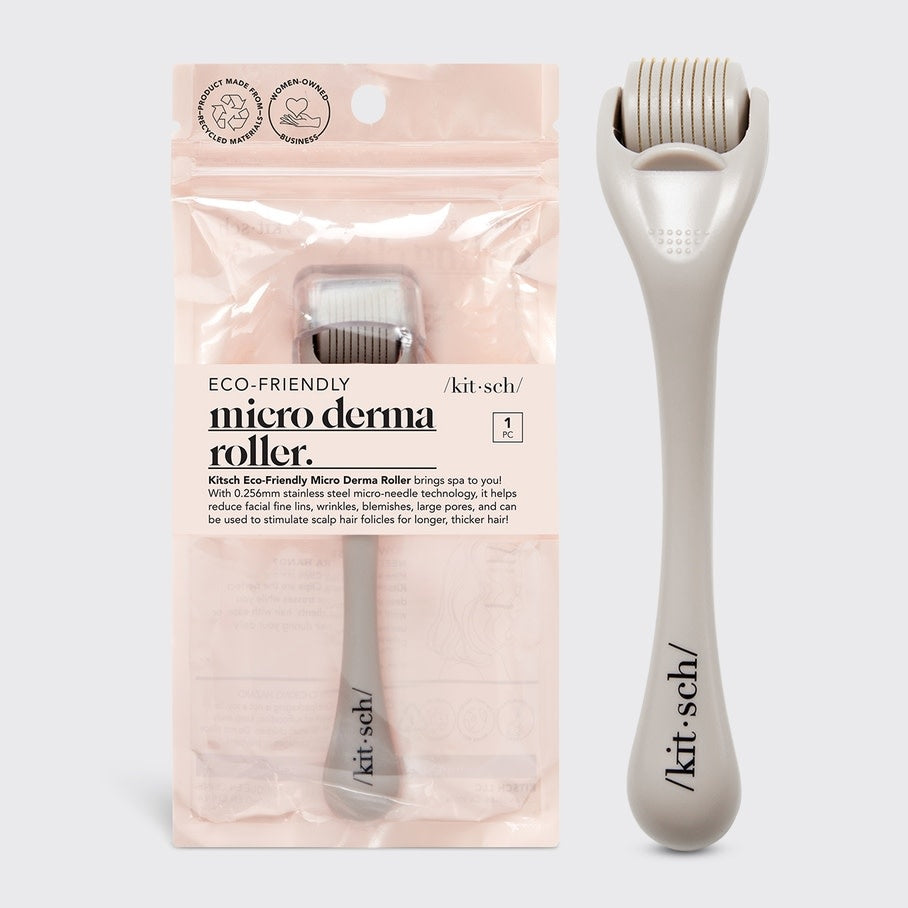 Warm gray micro derma facial roller with stainless steel handle