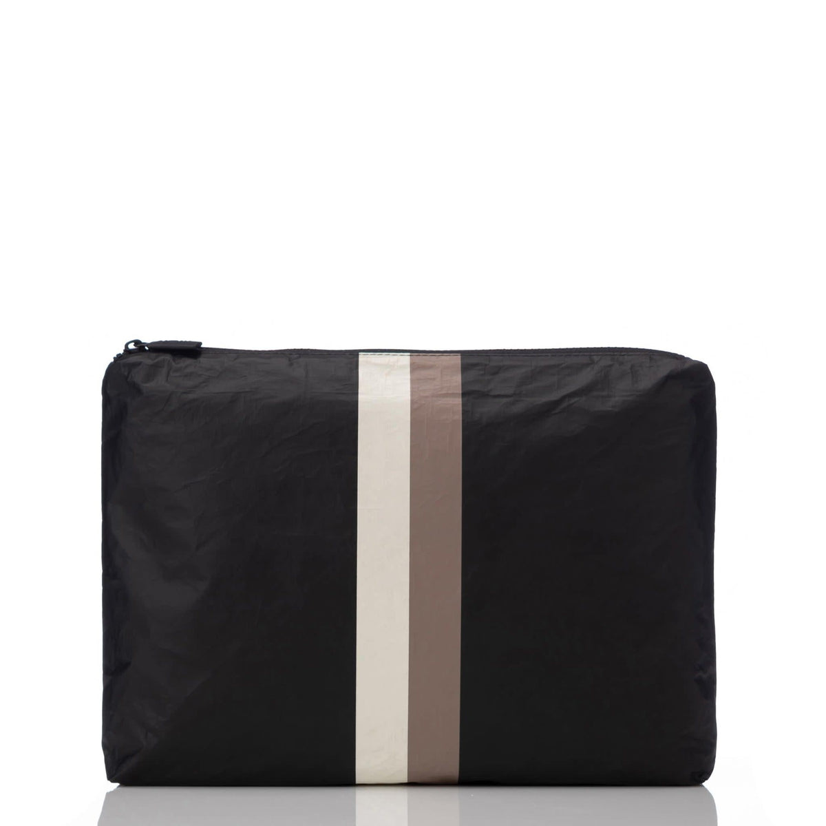 Mid Pouch bag in black with Caffe on Black striped pattern