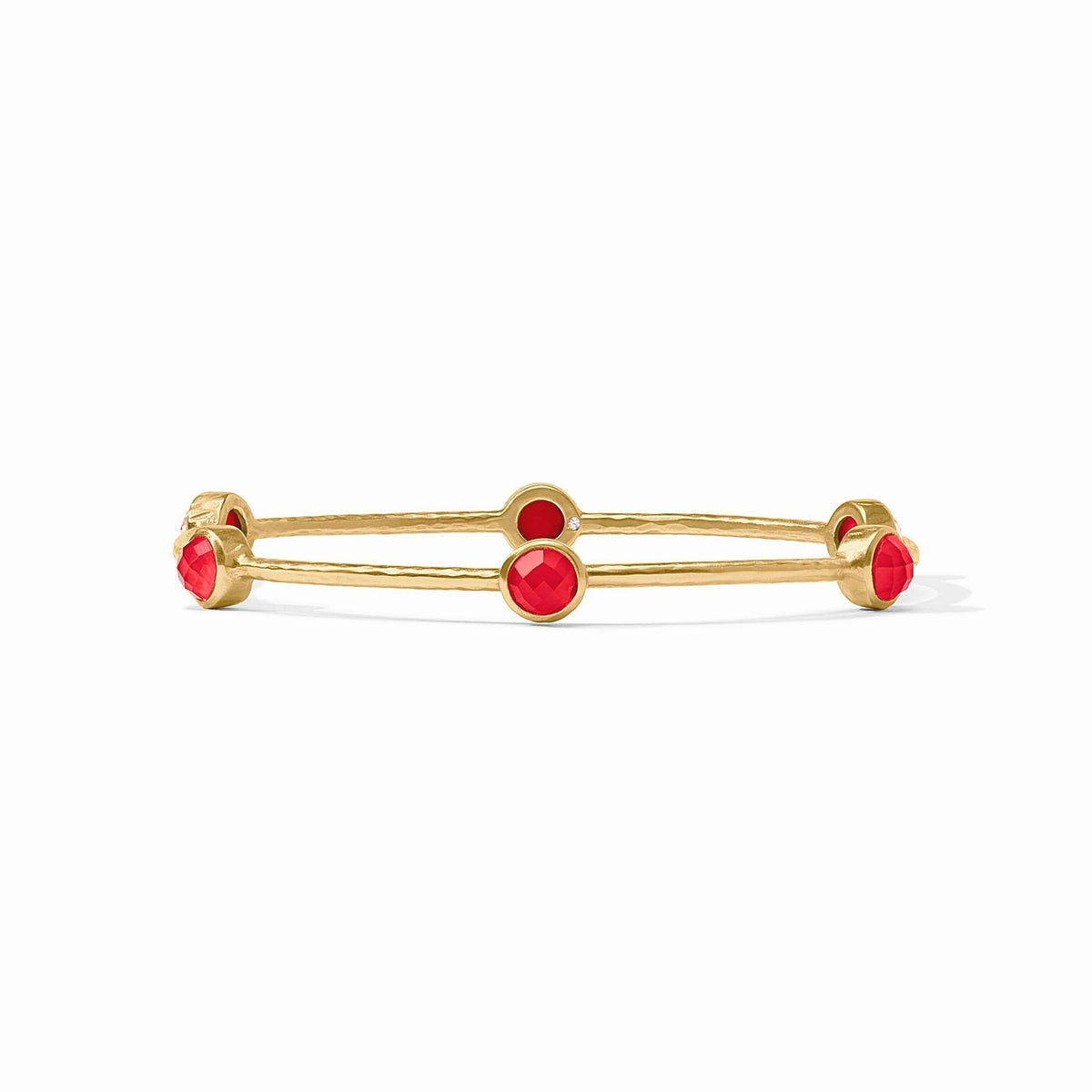 Milano Luxe hammered bangle in iridescent strawberry with six gemstone stations