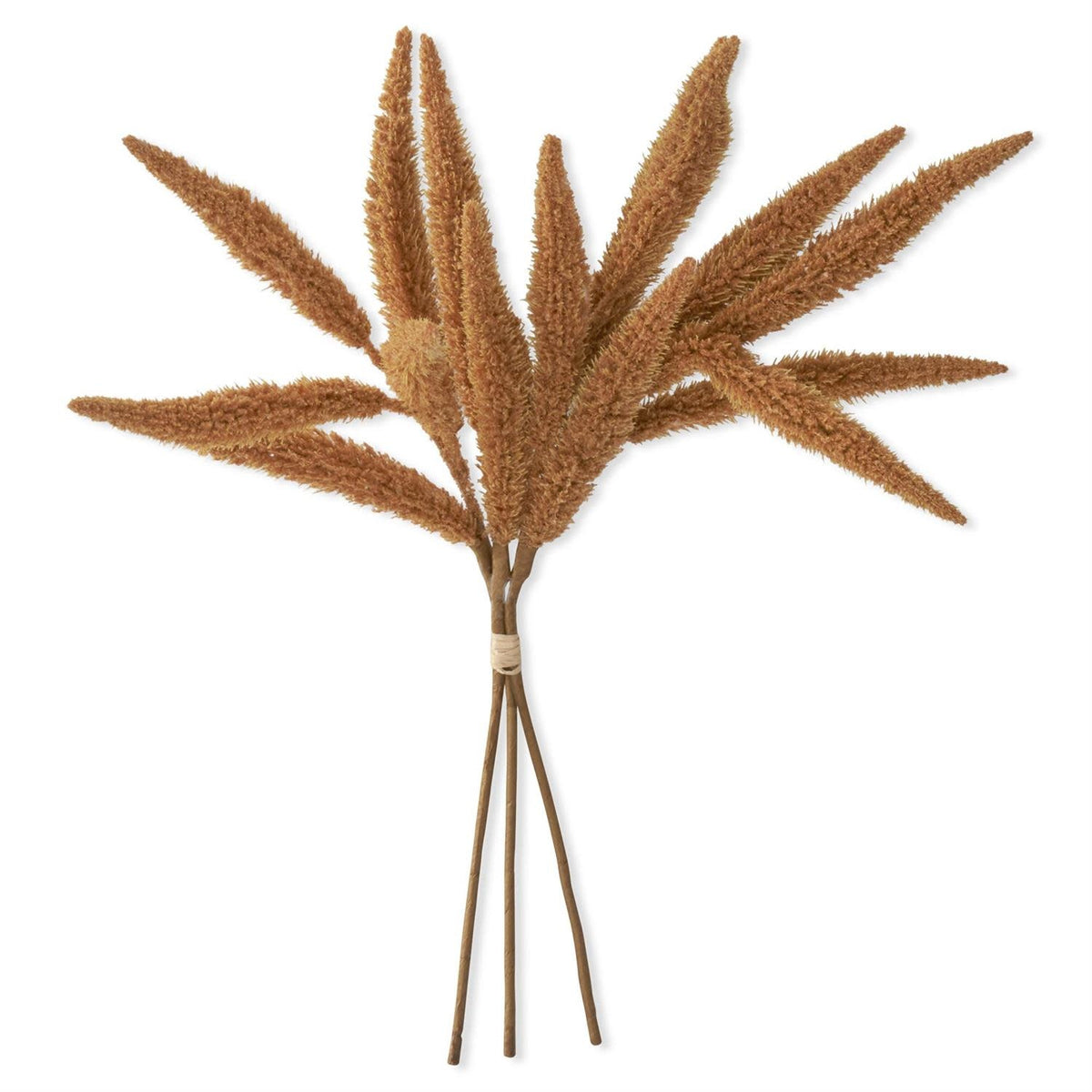 Three mustard-colored plastic wire millet stems bundled together with natural texture.