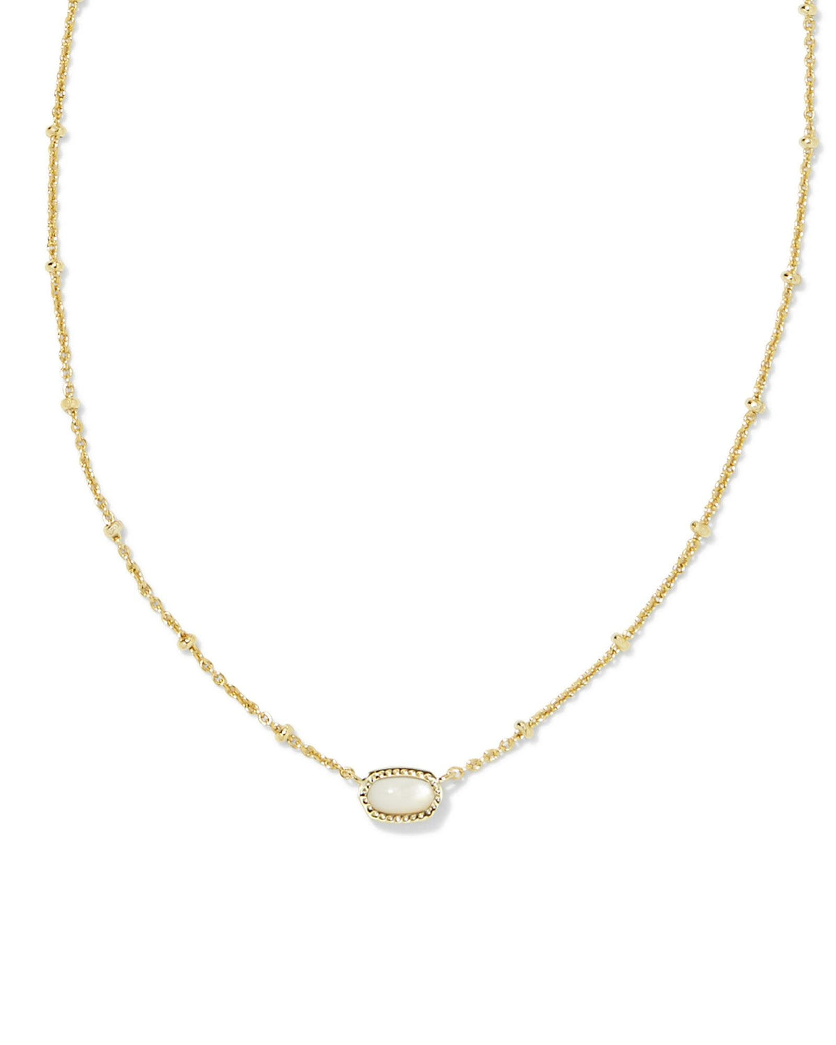 Mini Elisa Satellite short pendant necklace in gold over brass with a lobster clasp on a 15-inch chain.