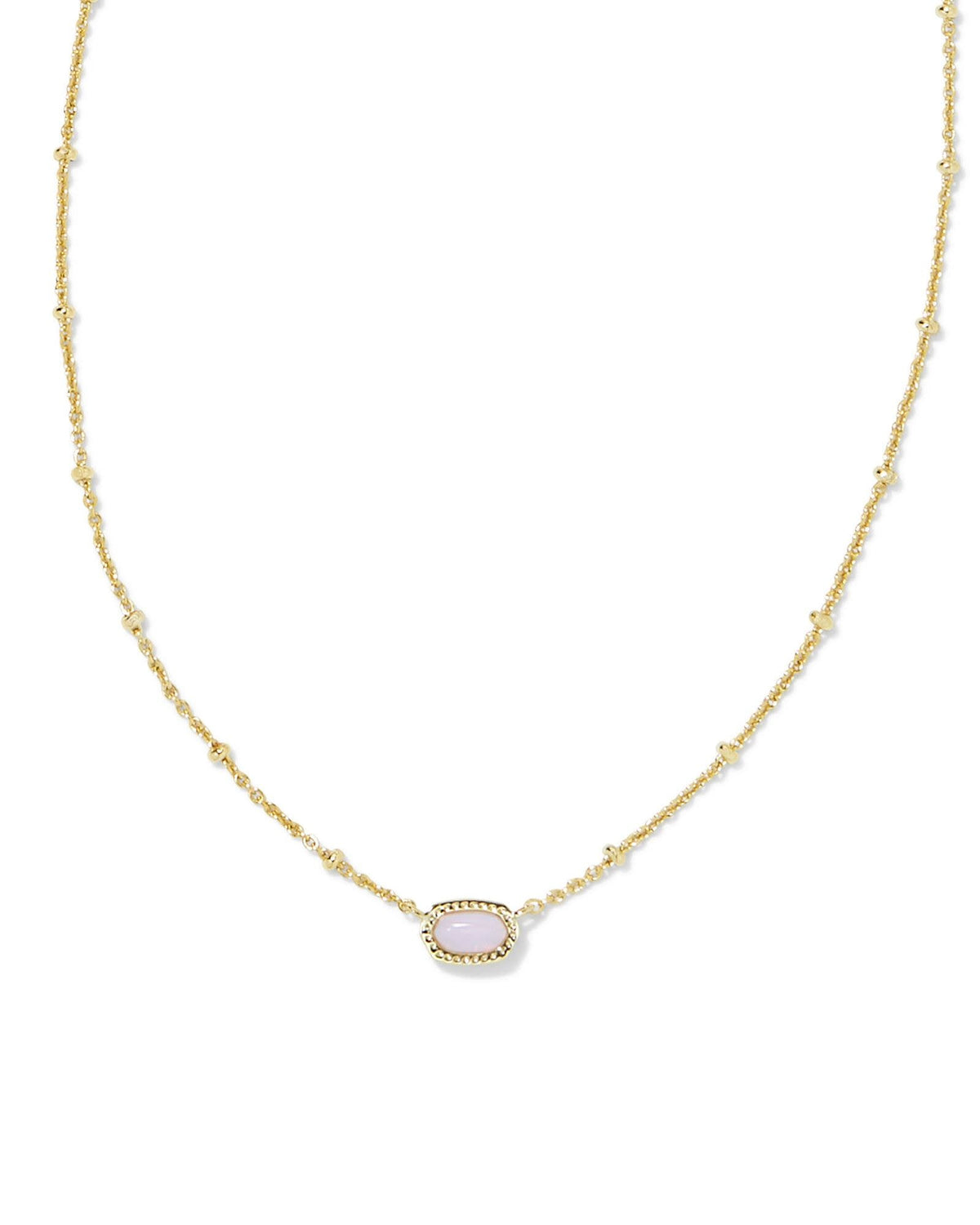 Mini Elisa satellite-shaped pendant in gold over brass on a 14k yellow gold chain with adjustable slider.