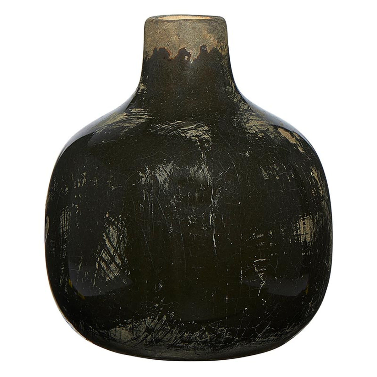 Black ceramic mini vase with a simple cylindrical shape.