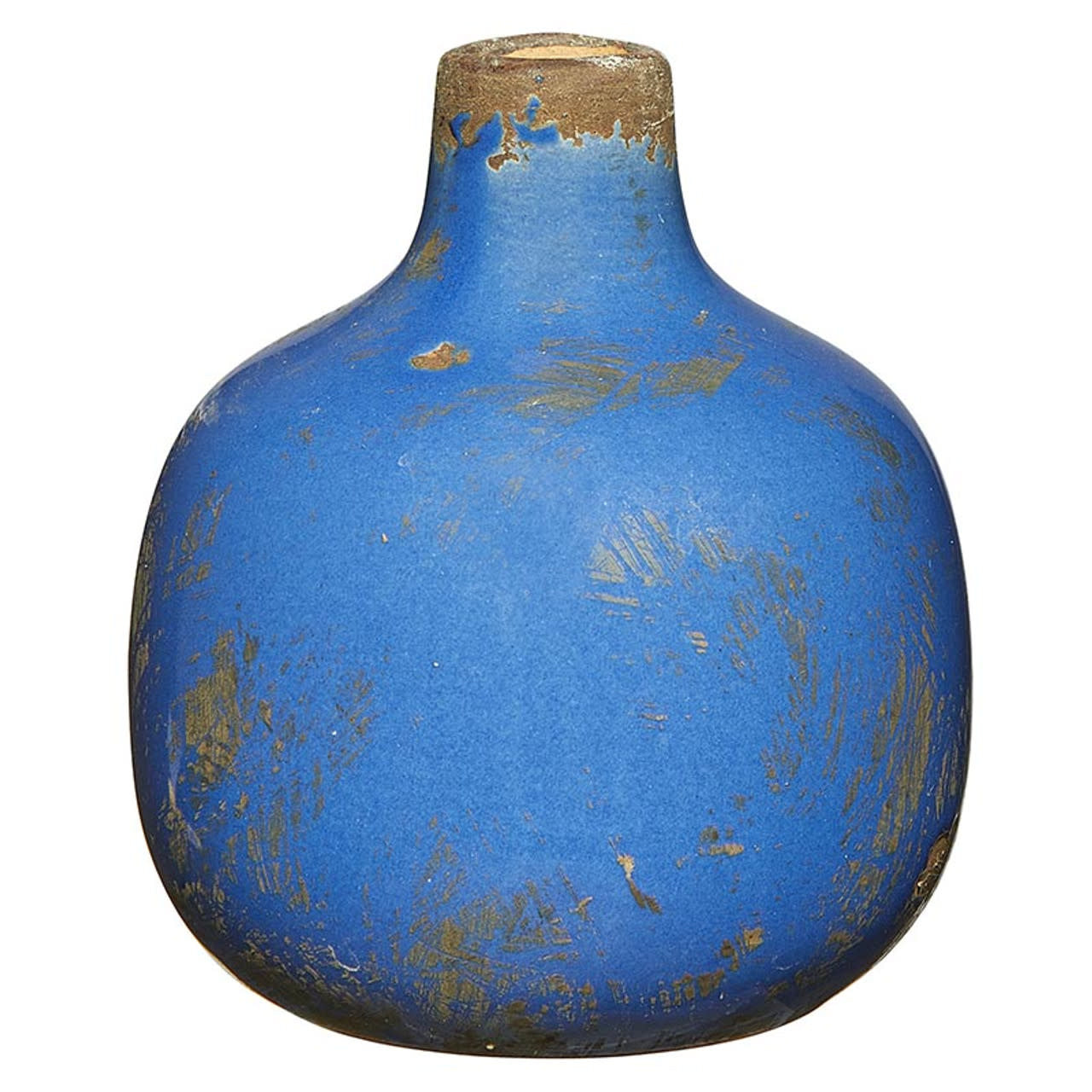Blue ceramic mini vase with a simple cylindrical shape.