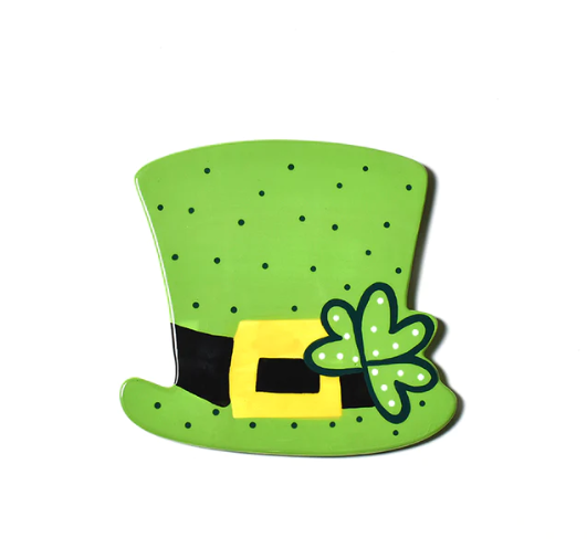 Ceramic leprechaun hat with hook-and-loop attachment in green