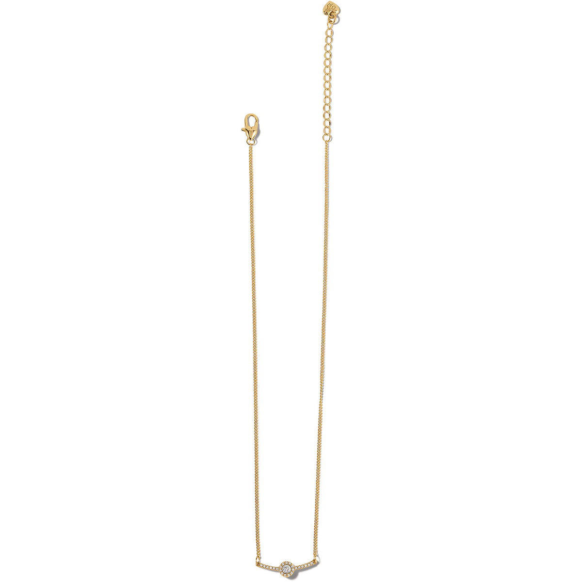 Gold-plated Illumina Bar Necklace with crystal-encrusted bar and adjustable lobster claw closure.