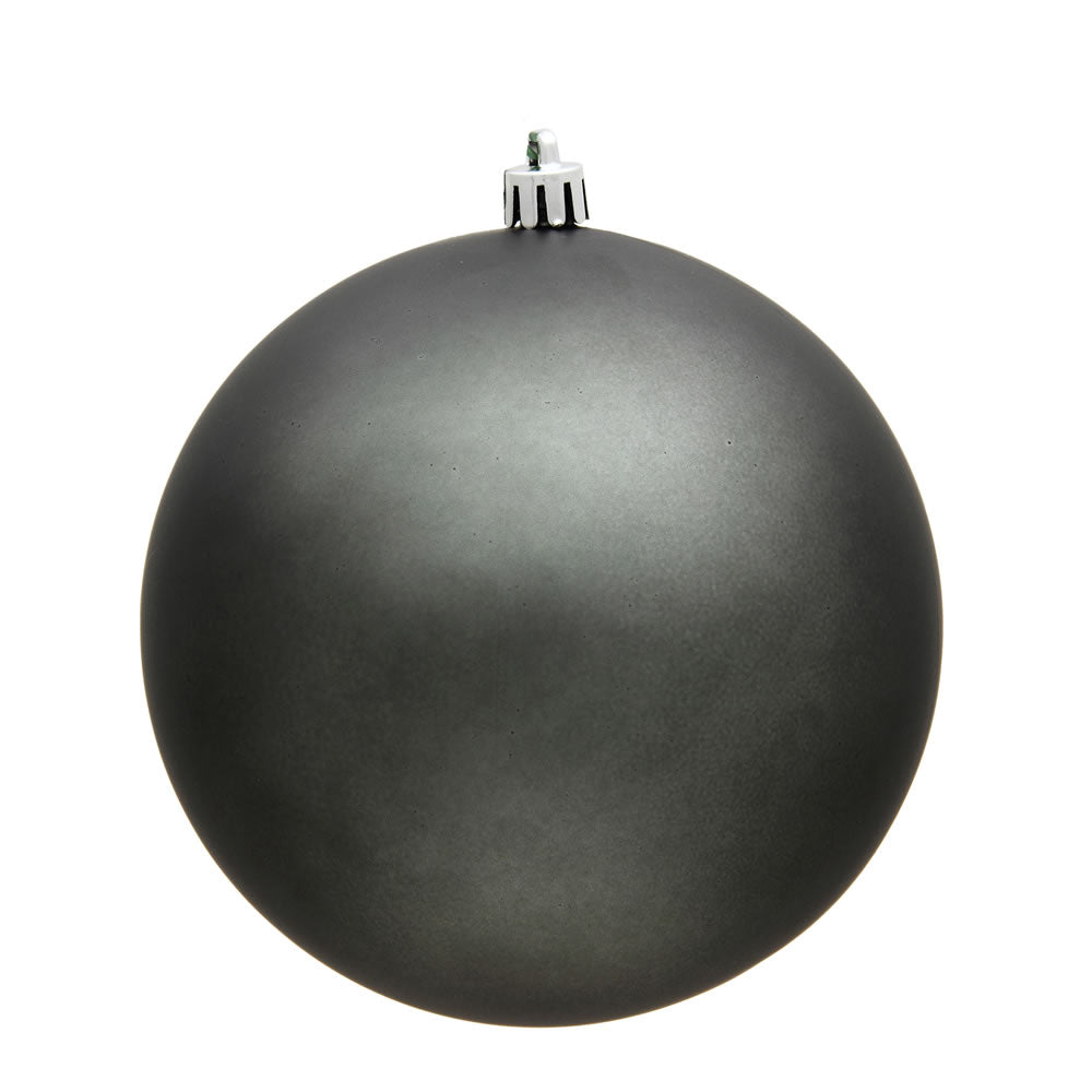 Ten-inch matte pewter spherical cap ornament with drilled hanging loop