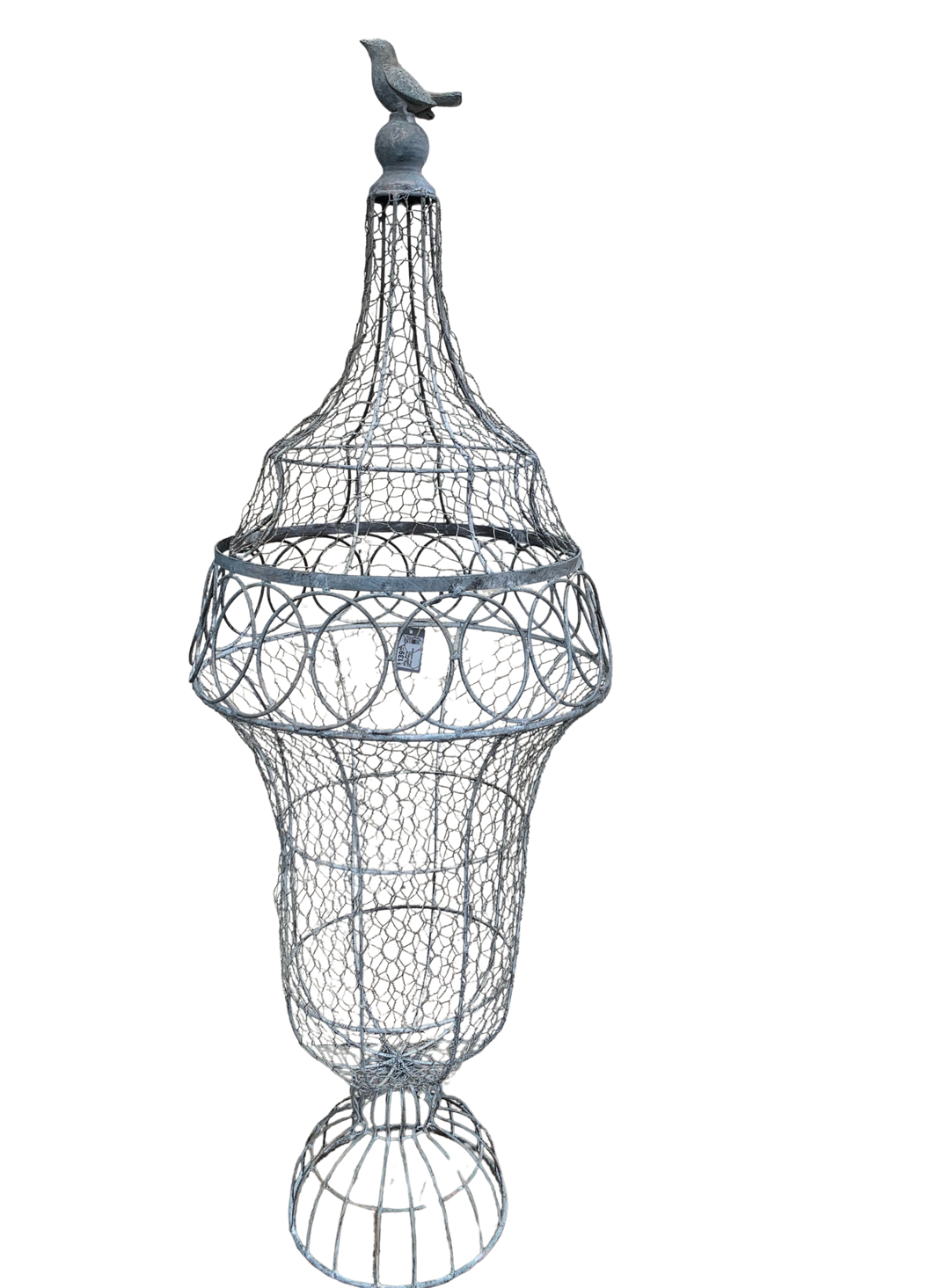 36.5" Metal Lidded Wire Finial with Bird