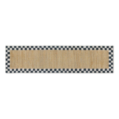 Naturals Check washable runner rug with geometric checkered pattern in beige polyester.