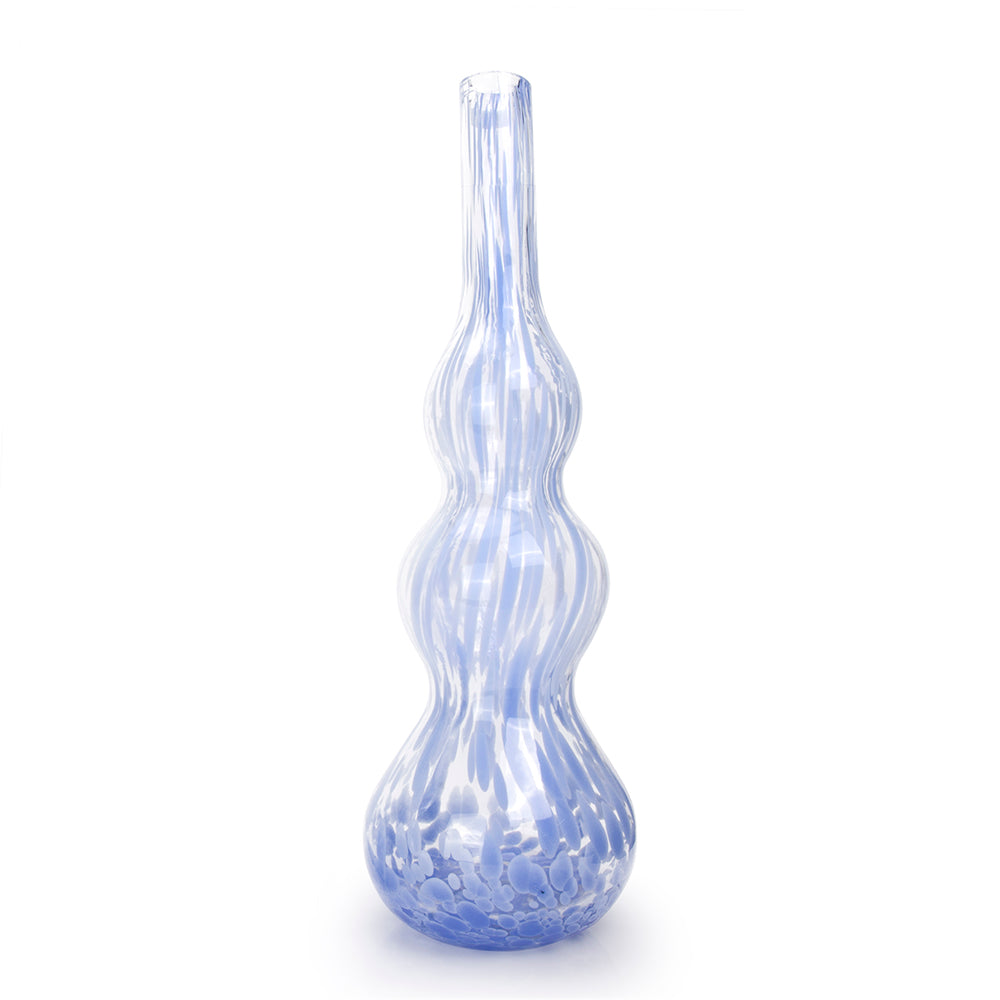 Tall cylindrical glass vase with a smooth finish.