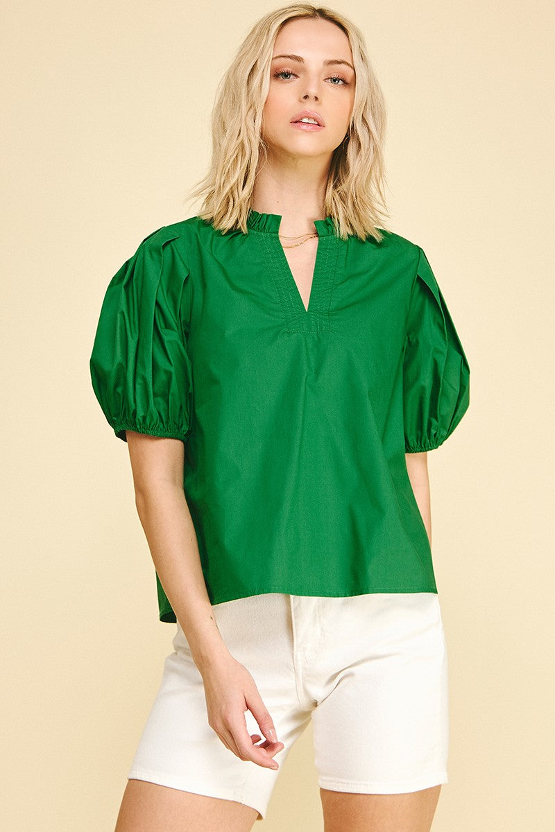 Ivy Short Sleeve V-Neck Woven Top