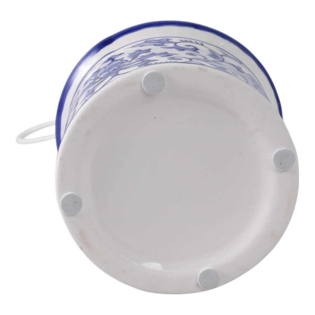 White/Blue Ceramic Chinoiserie Pagoda Bird House